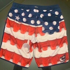 O'Neill Red, White, and Blue Men's Swim Shorts